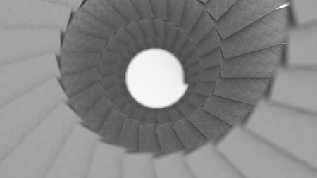 The 3d rendering of antique vintage rounded staircase in the house