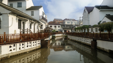 Shanghai, China - 4 Oct 2018: Jinshanzui Fishing Village is the earliest fishing village on the coastal land of Shanghaiのeditorial素材