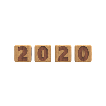 The Year 2020 sign on  in pure white background