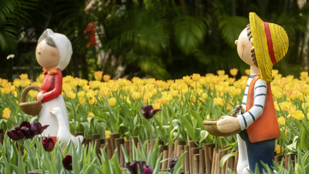 Taipei Shilin official residence, Taiwan - 21 Feb, 2019: 2019 Shilin official residence tulip exhibition, Taipei, Taiwanのeditorial素材