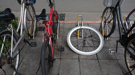bicycle that was stolen only the rim, Taiwanのeditorial素材