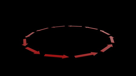 The 3d rendering of red arrow icon on white backgroundの写真素材