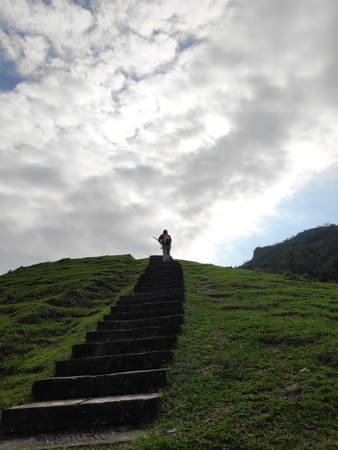 Miscanthus on the Cao Ling Ancient Trail in the northeast corner of Taiwanの写真素材