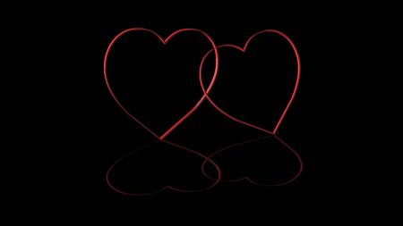 The 3d rendering of 3d heart shape isolated with blackの写真素材