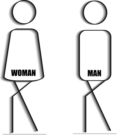 The Funny toilet Boys and Girls restroom pictogramsのイラスト素材