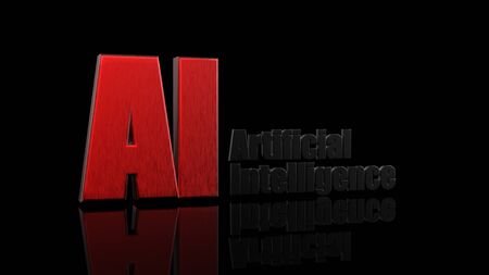 3d rendering AI wording on black background