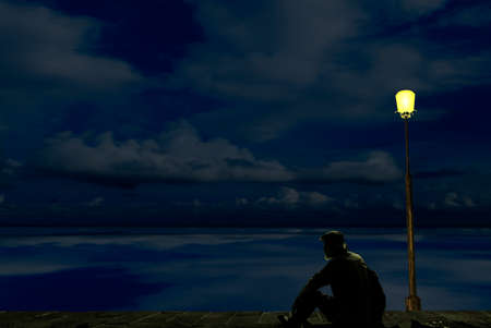 The 3d rendering of beautiful sky and sea with nice reflectionの写真素材