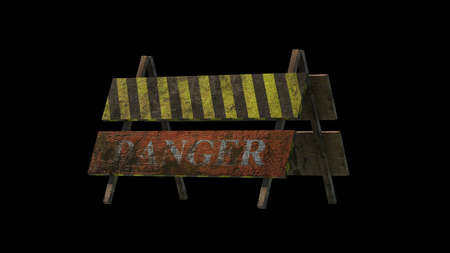 The vintage tin danger sign on a black backgroundの写真素材