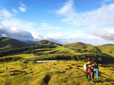 The natural source of alpine grasses is at Shangshan in Taipei City, Taipei City, Taiwanの写真素材