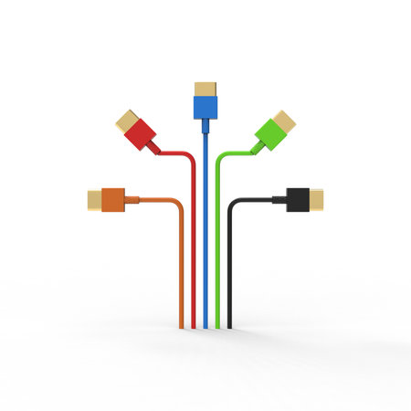 3d rendering of USB cable ICON isolated with clear background