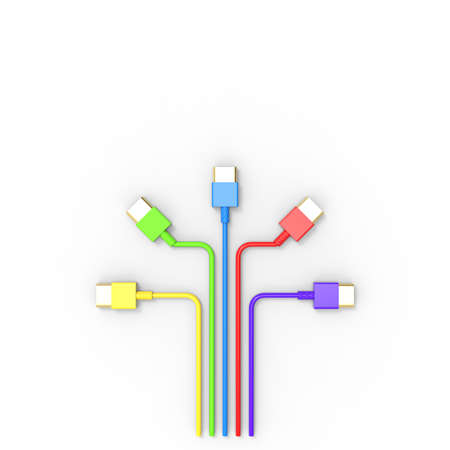 3d rendering of USB cable ICON isolated with clear background