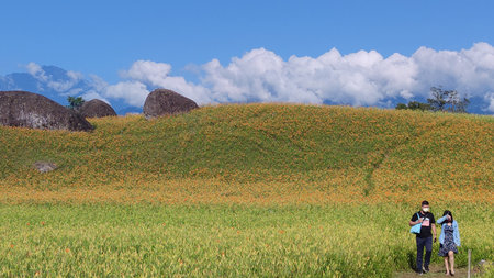 Chike Mountain, Hualien - Aug 29, 2022 : The beautiful daylily flower mountain of eastern Taiwanのeditorial素材