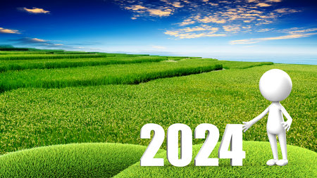 The 3d rendering of wording 2024 with nice background viewの写真素材