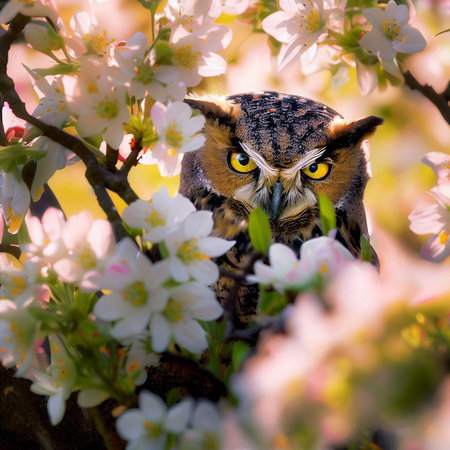 The Owl hiding in apple pear with very nice background colorの素材