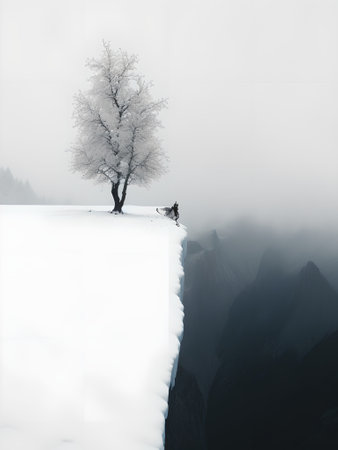 The AI generated Beautiful snow capped mountainの素材