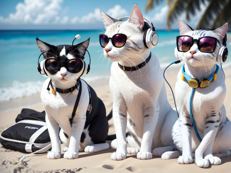 The Handsome cat wear sunglasses - ai generatedの素材