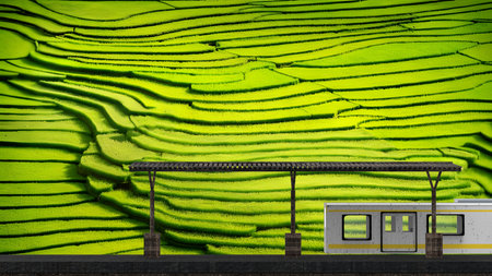 The View from outside window of train at small train station