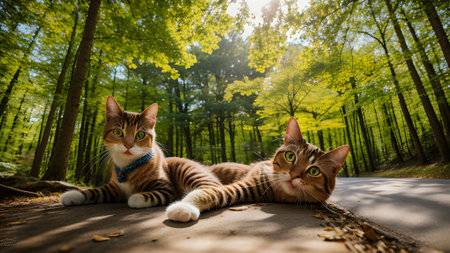 The cute cat wear glasses laying on the floorの素材