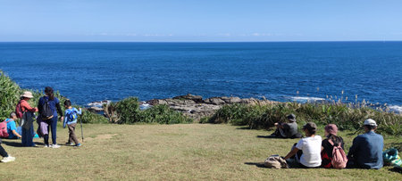 Bitoujiao Trail, New Taipei City - 2024/12/01: Binhai Line, Lighthouse Line and Ridge Valley Line are an intellectual hiking route, Bitoujiao Trail, New Taipei Cityの写真素材