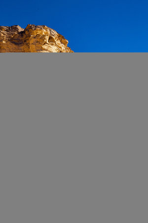 Wavy thin stone pillars of white rock in desertの写真素材