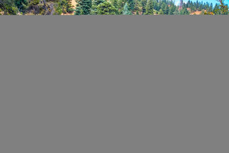 Walking path through the mountains landscapeの写真素材