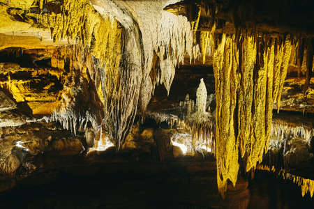Cave formations stalagmites and stalactitesの写真素材