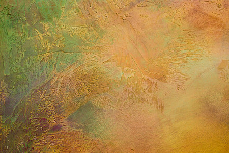 Antique patina aged background with tans yellows teals and brownsの写真素材