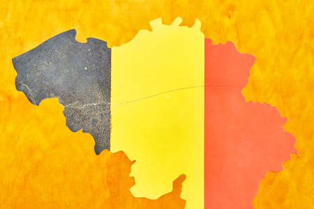 Dutch flag painted on wall with black, yellow, and redの写真素材