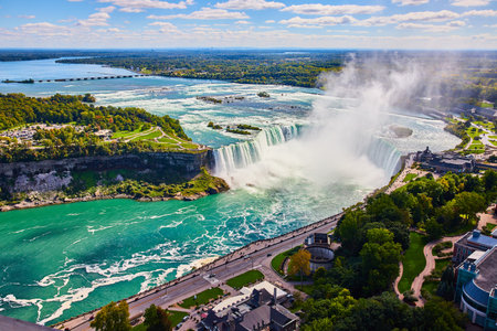 Stunning view overlooking iconic Horseshoe Falls at Niagara Falls from Canadaの写真素材