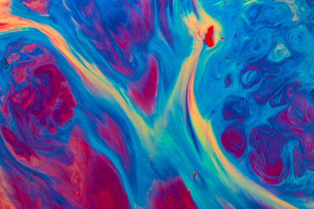 Fantasy abstract vibrant colors blue and purple with gold streak cosmic explosion background assetの写真素材