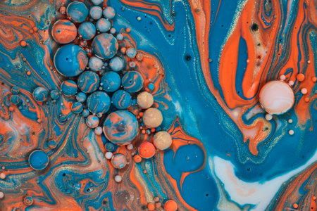Floating bubbles in abstract acrylic and oil painting background asset