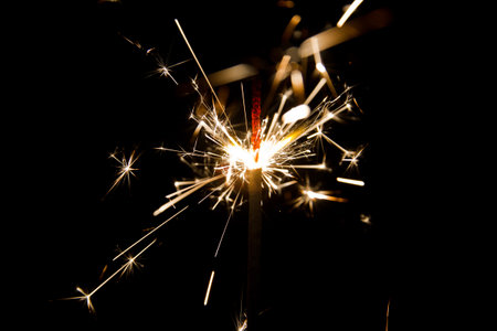 Vibrant Sparkler Display against Dark Background