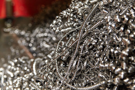 Texture of Metal Shavings from Industrial Manufacturing Close-Upの写真素材