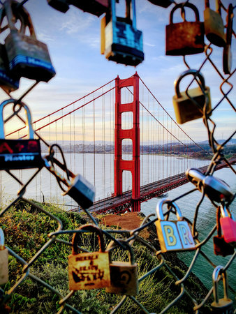 Golden Gate Bridge with Love Locks, San Francisco Perspective