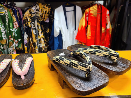 Japanese Geta and Kimonos on Display