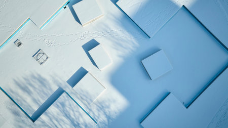 Aerial Winter Tranquility over Snow-Covered Freimann Square in Fort Wayne