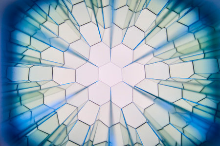 Abstract Honeycomb Gradient Tunnel View