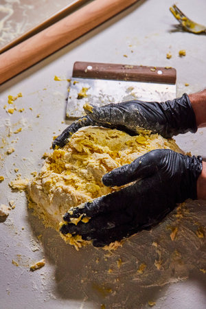 Hygienic Dough Kneading in Bakery Kitchen