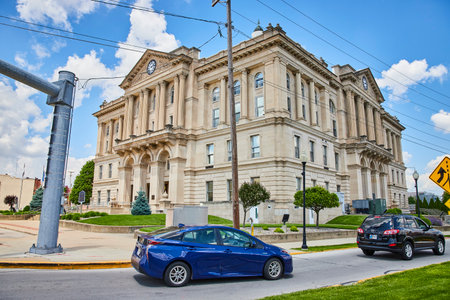 Historic Courthouse in Small Town Urban Setting Eye-Level Perspective
