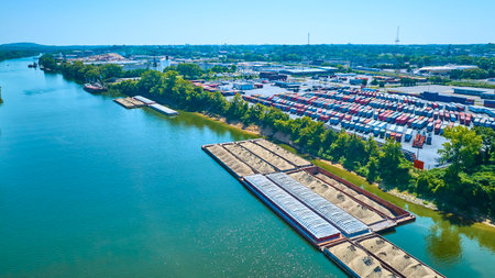 Aerial View of Nashville Industrial Port and Logistics Hubの写真素材