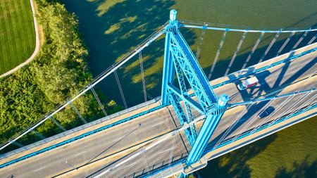 Aerial View of Anthony Wayne Bridge Over Maumee River with Motionの写真素材