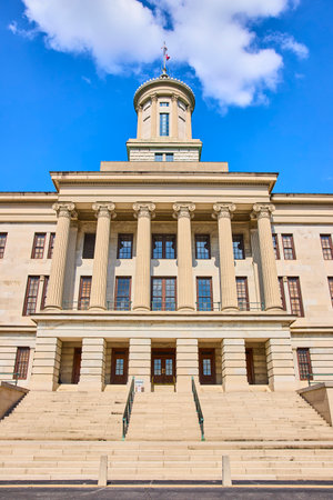 Tennessee State Capitol Neoclassical Columns Low Angle Perspectiveの写真素材