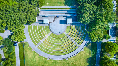 Aerial View of Amphitheater in Lush Park Setting Nashvilleの写真素材