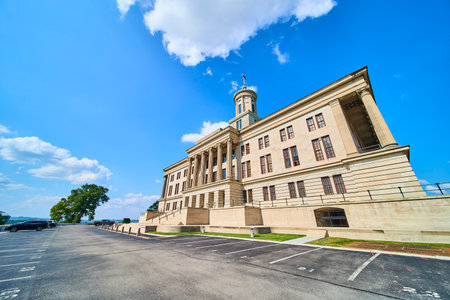 Tennessee State Capitol Neoclassical Facade Low Angle Perspectiveの写真素材