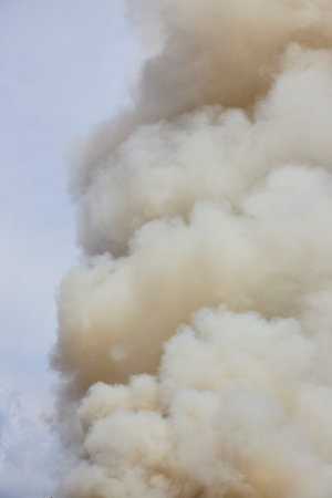 Massive Smoke Plume Over Columbus Scrap Yard Eye Level Viewの写真素材