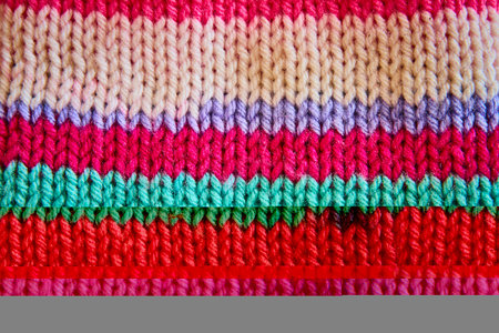 Vibrant Knitted Fabric with Stripes Top Down View