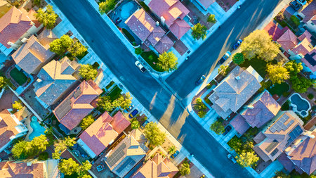 Aerial Las Vegas Suburban Grid at Golden Hour