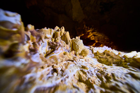 Cave Stalactites and Stalagmites in Cowboy Canyon Close-Up Viewの写真素材