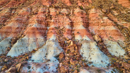 Aerial of Banded Sedimentary Hills in Gooseberry Mesa Utahの写真素材