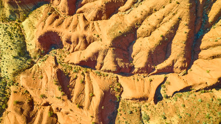 Aerial of Rugged Desert Erosion Patterns Gooseberry Mesa Utahの写真素材